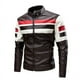 thumbnail image 1 of Chaqueta de cuero con cuello de color Chaqueta de moto Chaqueta de cuero fina informal de primavera y otoño para hombre, 1 of 6