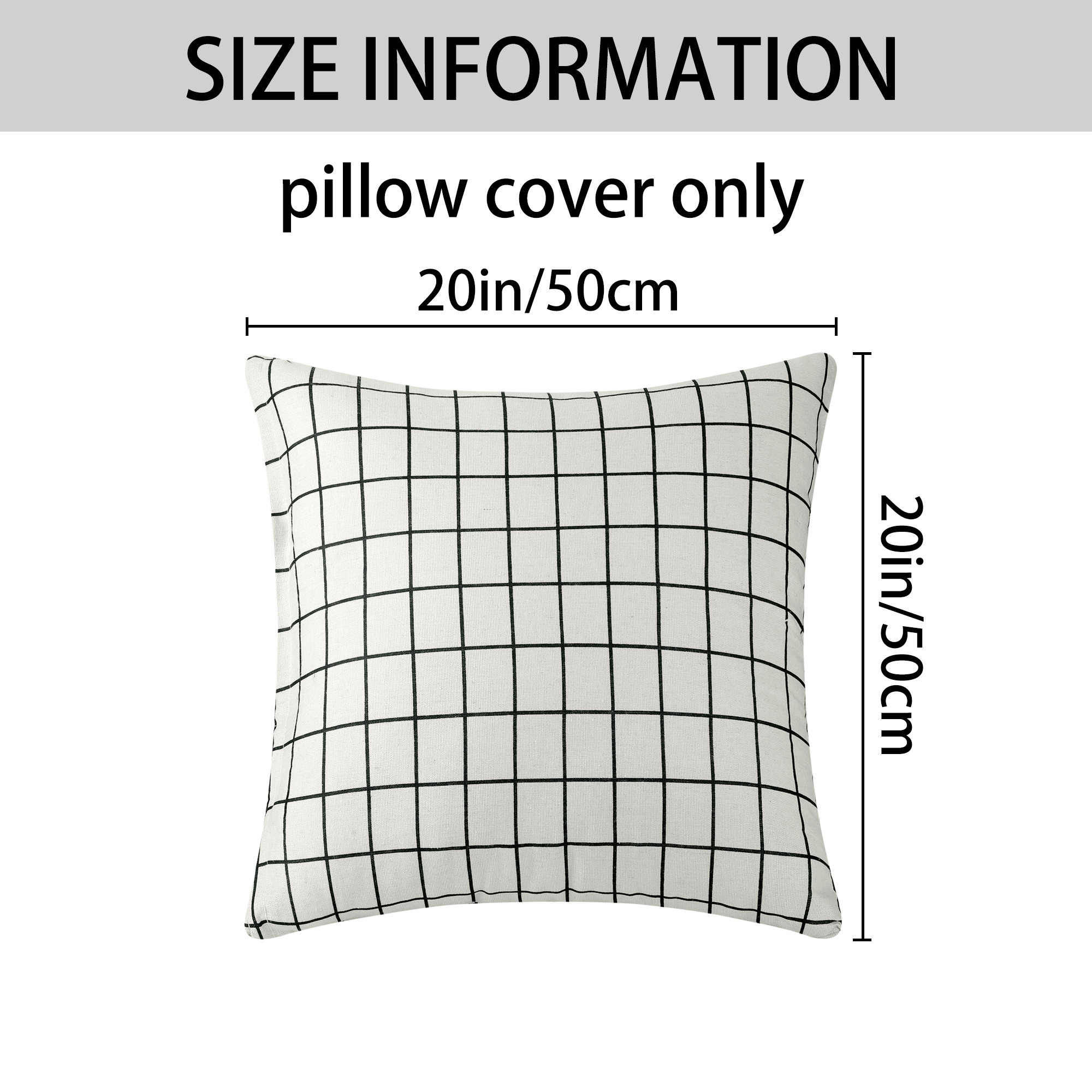 Unique Bargains Plaid Throw Pillow Covers Square Linen Cushion Pillowcase White 20" x 20"