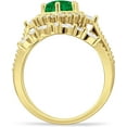 thumbnail image 6 of Two Piece Round Ring Green Emerald Cubic Zirconia Yellow Tone 925 Sterling Silver, Size 7, 6 of 7
