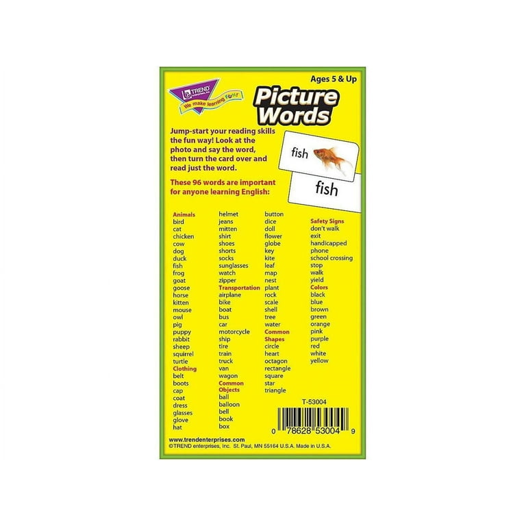 トレンド Picture Words フラッシュカード 8種 Trend Picture Words Flash Cards - Walmart.com