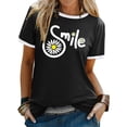 thumbnail image 4 of Women’s Graphic Print Tee Casual Short Sleeve T Shirt Funny Letter Printed T Shirts Summer Short Sleeve T-Shirt with Trendy Design for Daily Wear(Black3,L), 4 of 5
