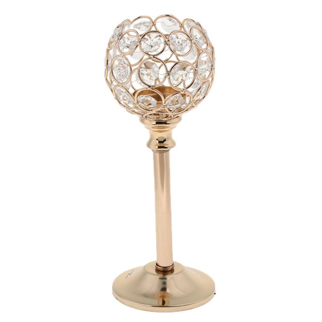 GUOOL Crystal Candle Holder Candlestick Holder 2inch for Desktop Wedding Decor golden M