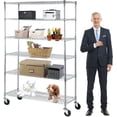 thumbnail image 5 of NiamVelo 6 Tier Wire Shelving Unit with Wheels 2100 LBS Heavy Duty Adjustable Metal Shelves Storage Shelves 45"x18"x82", Silver, 5 of 8