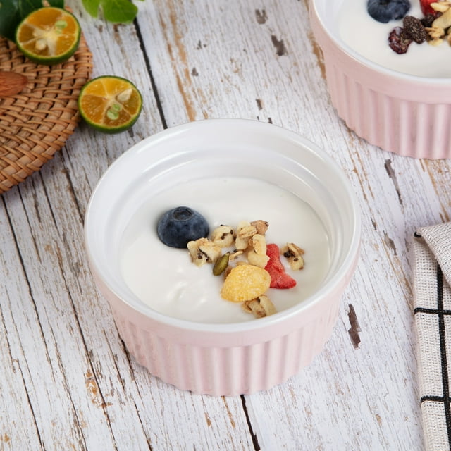 8 Oz Ceramic Ramekins,Set of 8 Porcelain Creme Brulee Souffle Ramekins,Stackable Souffle Dishes for Baking, Pudding Custard Cups, Dipping Sauces, Dishwasher and Oven Safe
