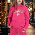 thumbnail image 2 of Byoo Hoodie Sweatsuit Set for Little Girls Letter Printed Pocket Tough Sweatshirt Sweatpants Outfit Soft Sport Kids Outfit Set, 2 of 4