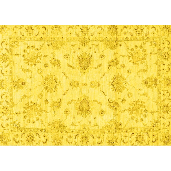Ahgly Company Indoor Rectangle Oriental Yellow Modern Area Rugs, 6' x 9'
