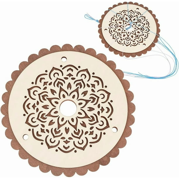 Disco Kumihimo con patrón de flores de madera, kit redondo de 6.3 pulgadas para hacer pulseras con múltiples cordones, herramienta para hacer pulseras, trenzar y tejer en telar.