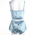 thumbnail image 4 of KOMOO Women Velvet Lace Sleepwear Sleeveless Crop Tops + Shorts Set 2pcs Pajamas Set, 4 of 6