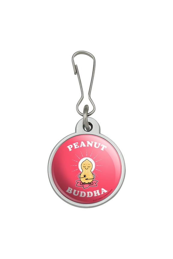 Peanut Buddha Butter Funny Humor Jacket Handbag Purse Luggage Backpack Zipper Pull Charm