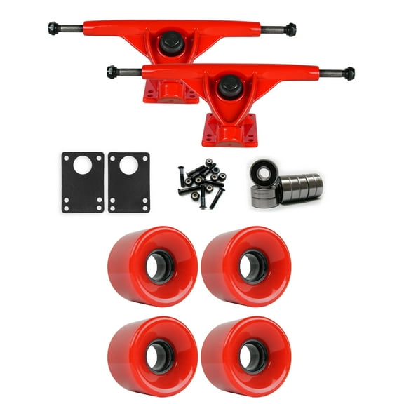RKP Red Longboard Trucks Wheels Package 59mm x 43mm 83A 186C Red