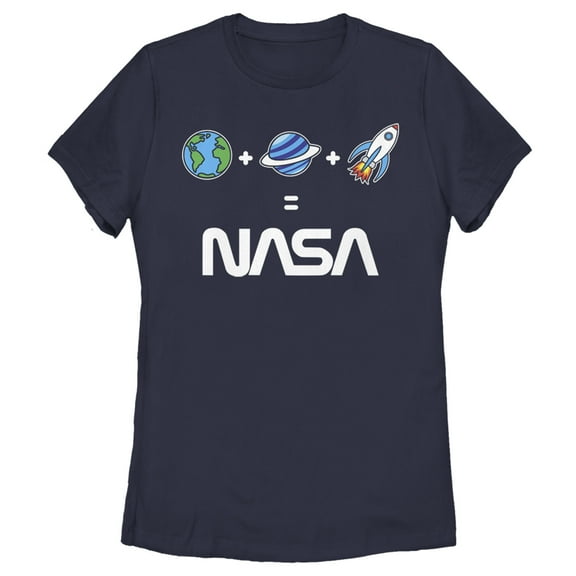 Women's NASA Emoticon Space Logo Equation Graphic Tee Navy Blue 2X Large
