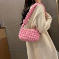 thumbnail image 2 of 5850 Nicho A Cuadros Seersucker Plisado Temperamento Nube Un Hombro Axila Bolso Mujer (rojo Rosa) Rosa Rojo, 2 of 9