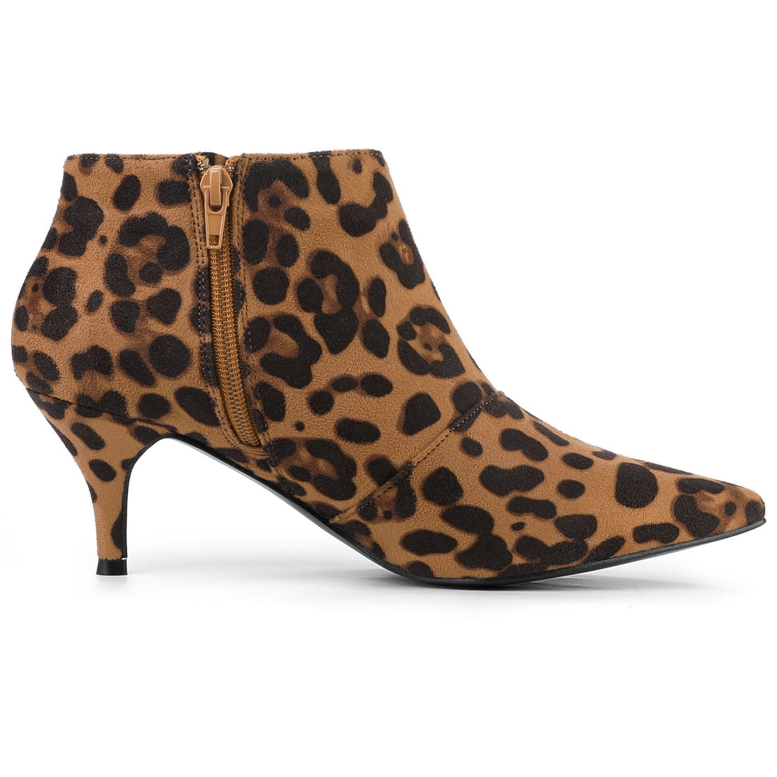 DARING DIVA Women's Pointed Toe Kitten Heel Cutout Ankle Boots Brown 8.5