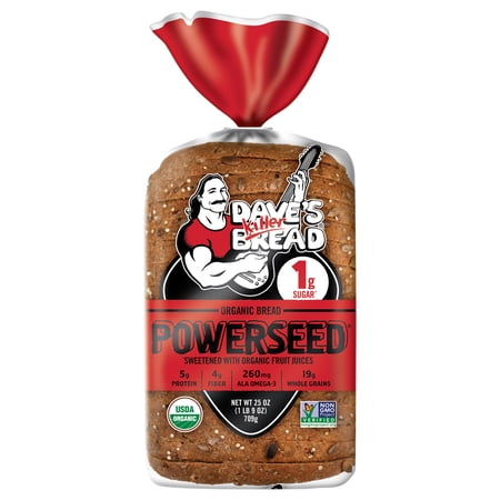 Dave's Killer Bread Powerseed, Seeded Organic Bread, 1g Sugar per Slice, 25 oz Loaf