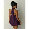 thumbnail image 2 of Women's Elegant Halter Tie Mini Dress Purple Summer Dress, 2 of 7