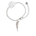 thumbnail image 2 of Delight Jewelry Silvertone Large Clear AB Crystal Lightning Bolt Silver-tone Flower Link Chain Bracelet, 6.75"+2" Extender, 2 of 4