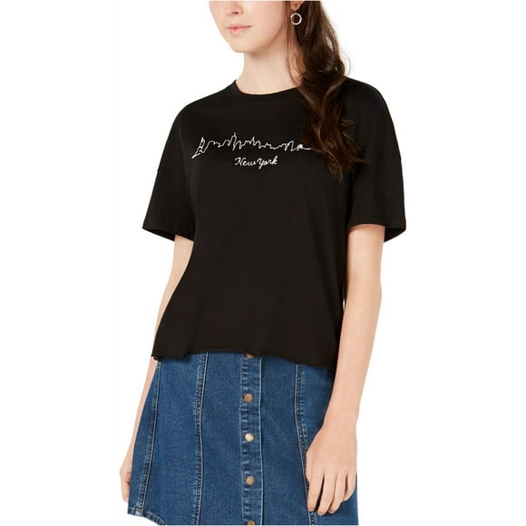 Carbon Copy Womens New York Embellished T-Shirt, Black, X-Large