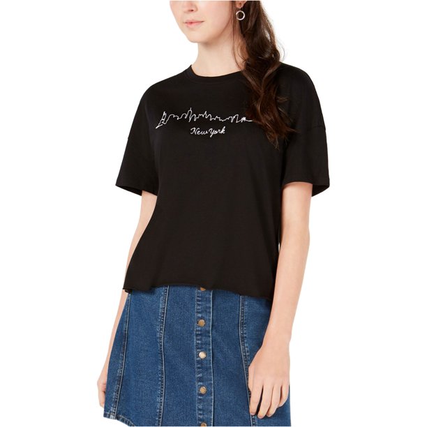 Carbon Copy - Camiseta con adornos de Nueva York para mujer, color negro, pequeña