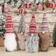 thumbnail image 5 of Billuyoard Cubierta de botella de vino de Navidad sin rostro anciano tejido manga rayas sombrero Navidad Toppers hogar comedor fiesta boda Kits de decoración para fiestas Rojo, 5 of 6