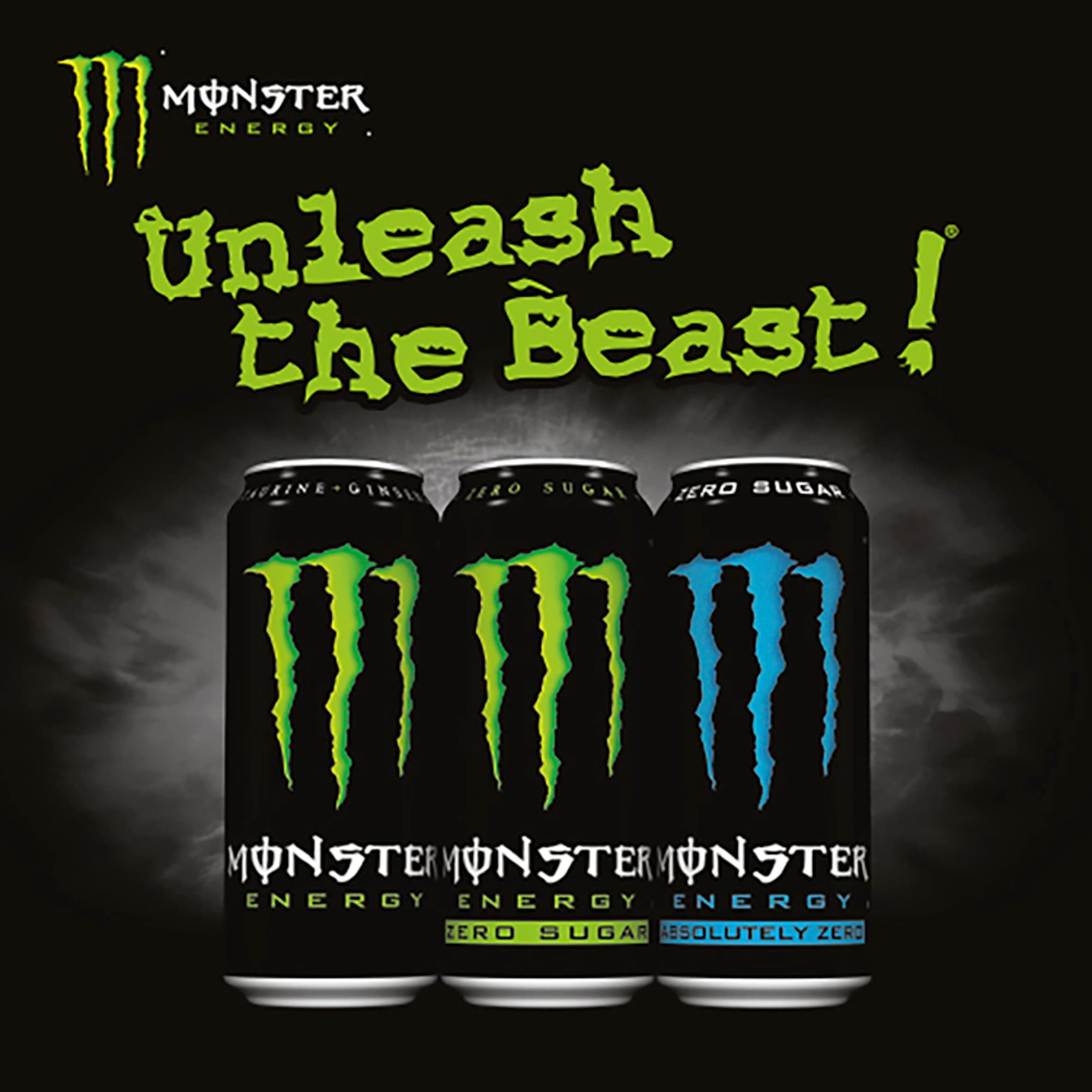 Monster Energy Drink Zero Sugar 4x500ml, Imported from Britain