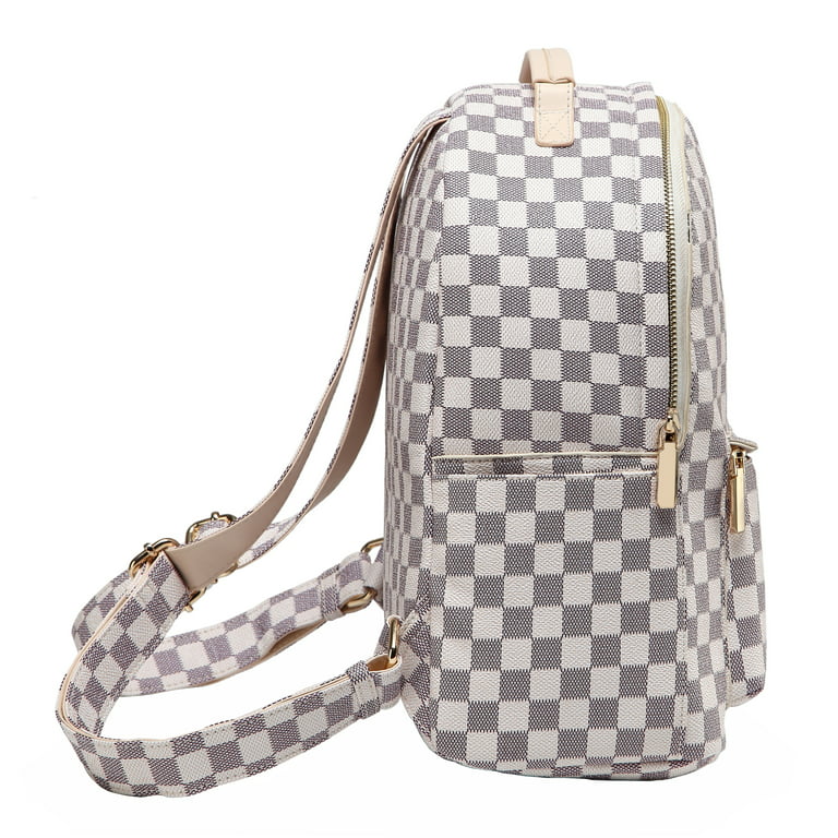 louis vuitton white grey checkered bag