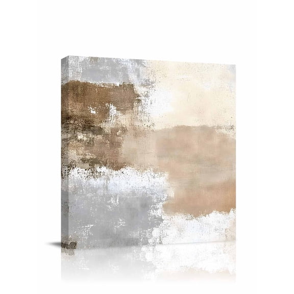 Brown Beige Canvas Wall Art, Graffiti Art Abstract Color Block Oil Paint Modern Framed Wall Decor Modern Artwork Prints Painting for Living Room, Bedroom, Kitchen & Cafe Decor 12x12 Inch
