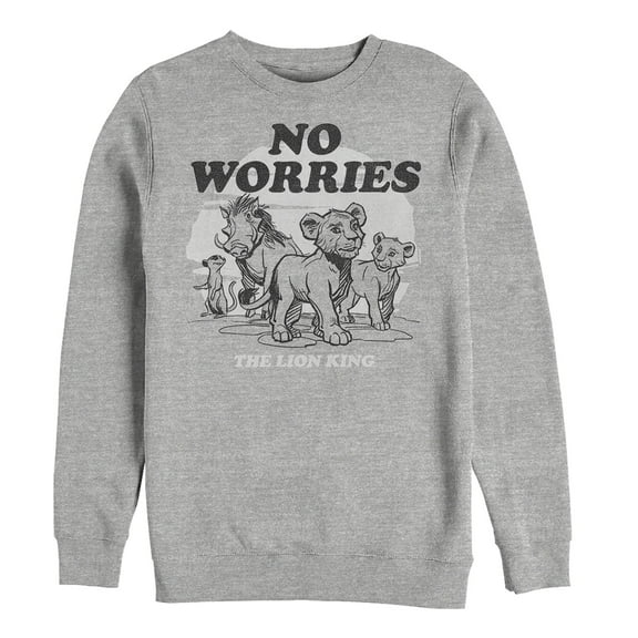 Men's Lion King No Worries Cartoon  Sweatshirt Athletic Heather 2X Large