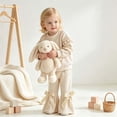 thumbnail image 5 of mgoYE Toddler Baby Girl Fall Clothes Waffle Long Sleeve Shirt Tops and Bell Bottoms Pants 2 Piece Outfits for Girls, 5 of 6