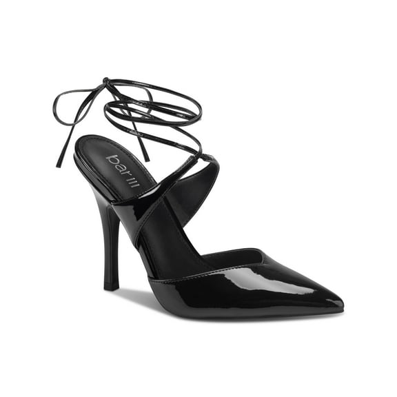 BAR III Womens Black Padded Strappy Candace Pointed Toe Stiletto Lace-Up Pumps Shoes 7.5 M