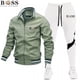 thumbnail image 3 of 2024 Conjuntos de chándal para hombre Conjuntos de sudadera y pantalones de chándal con cremallera y cuello alto Traje deportivo para correr Fitness, 3 of 5