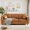 Orange, variant on 85-Inch 3-Seater Faux Leather Sofa with Deep Seats, Wide Armrests, Back Cushions, Wood Legs & 2 Throw Pillows for Living Room or Office