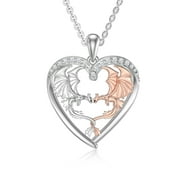 ONEFINITY Dragon Necklace Silver Rose Golden Heart Pendant Jewelry Gifts for Woman