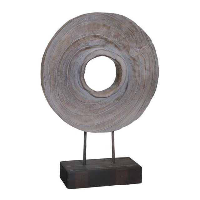 Table en Bois en Forme de Beignet avec Support de Support, Gris