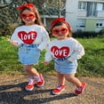 thumbnail image 2 of Chandail en Molleton pour Filles Bébés Enfants Saint-Valentin Amour Sœur Hauts Assortis, 2 of 6