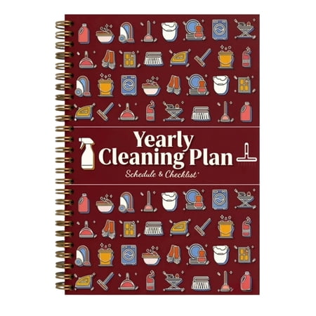 Schedule Planner | Yearly Planner 2026 | Checklist Planner for Household | Red Spiral Bound Notebook for Home Organization