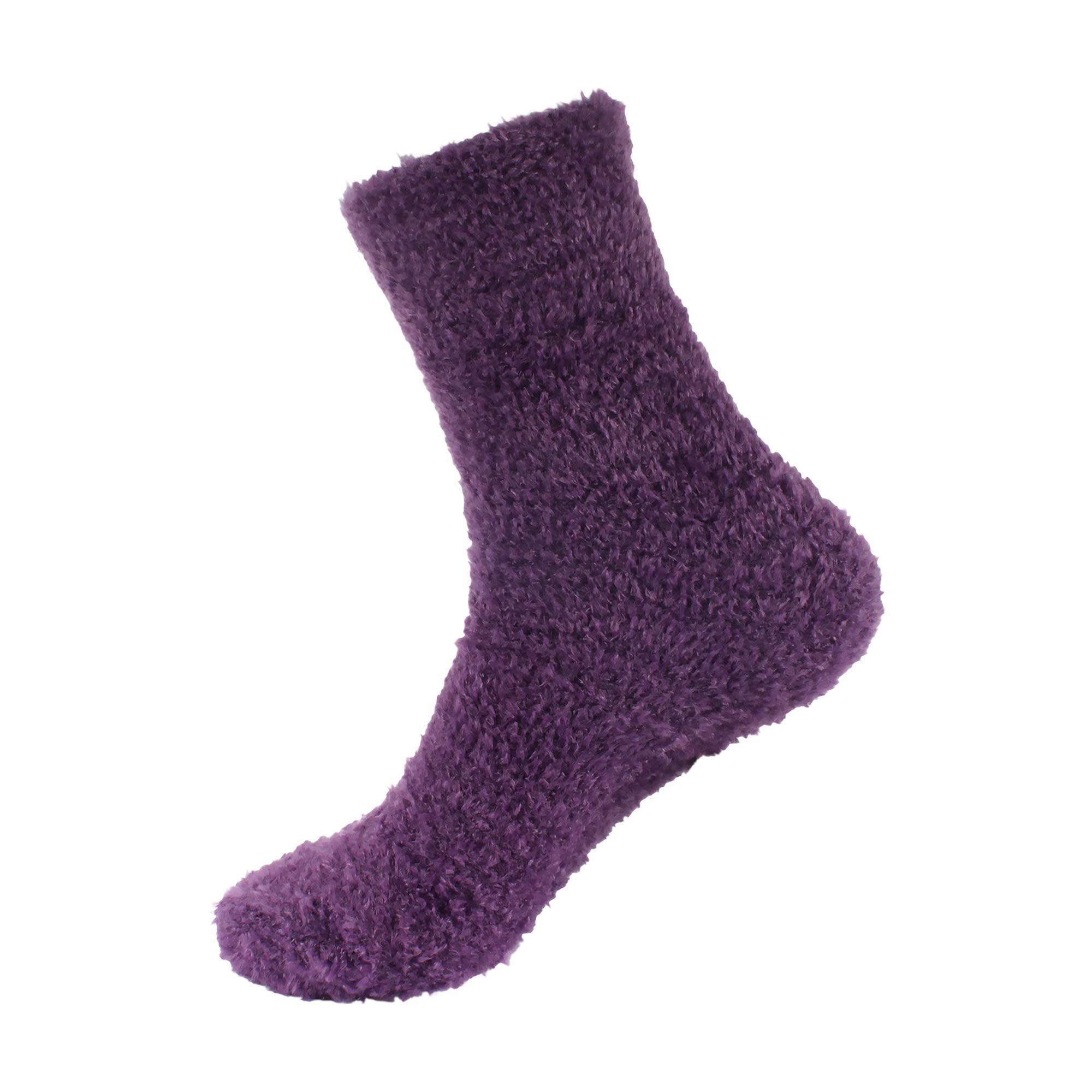 Women's Super Soft and Cozy Feather Light Fuzzy Home Socks - Pirate Purple  - 4 Pair Value Pack - Size 10-13 
