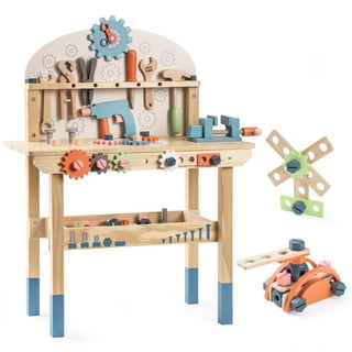 TOY CHOI'S Pretend Play Workbench Toy Tool Set 82 Pieces Construction Kit  Outdoor Travel Preschool Gift for Kids Boys Girls
