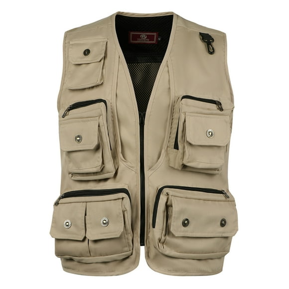 Mens Gilet Waistcoat Multi Pocket Fishing Hunting Hiking Vest Waistcoat Jacket