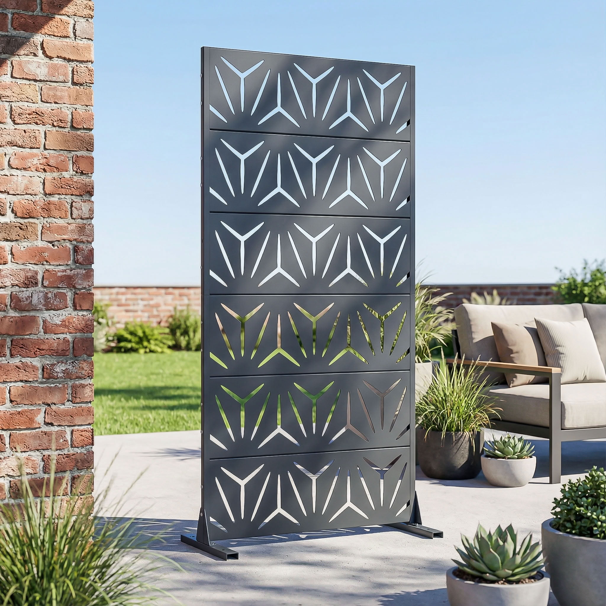MAYEERTY 6 Panels Metal Outdoor Privacy Screen Panel Garden Divider Patio Backyard Decorative Privacy Fence, 72×35.4×15.7in