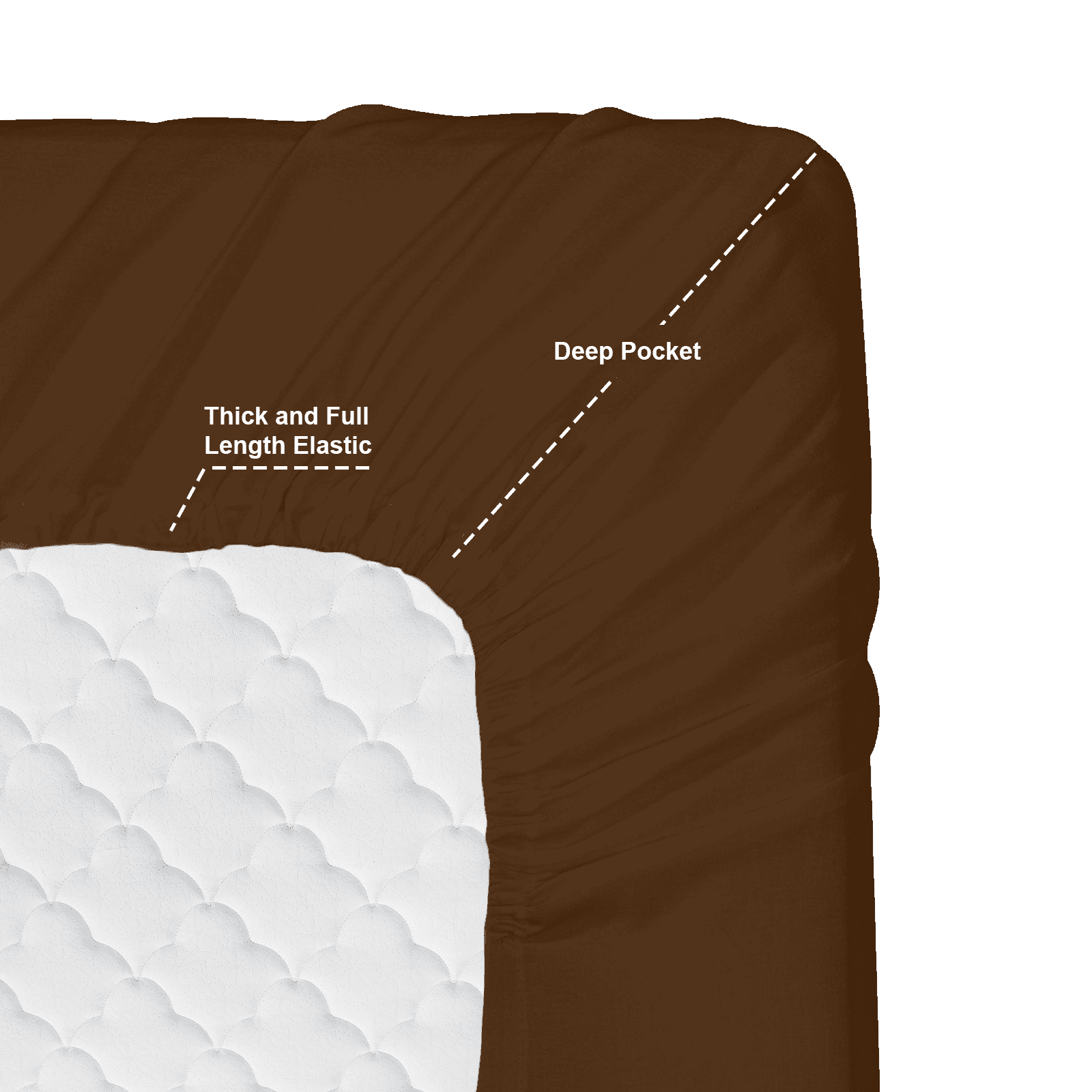 Clara Clark 1800 Microfiber Collection 18" - 21" Extra Deep Pocket Fitted Sheet, Twin Size, Chocolate Brown