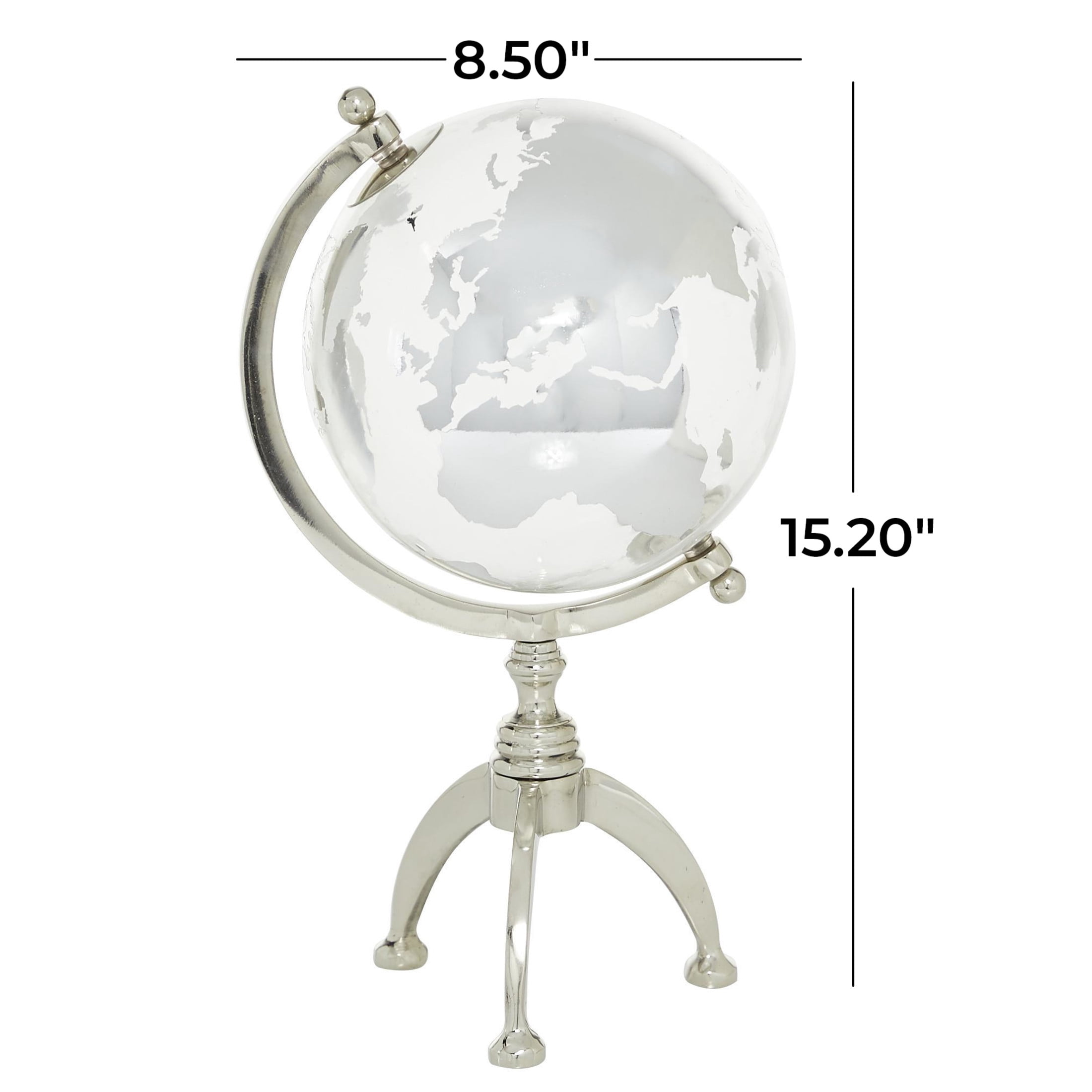 DecMode 9" Silver Globe with Glass Continents