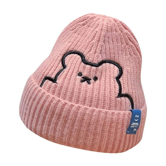 Eltusu Toddler Girls Cotton Beanies, Soft Stretch Cute Warm Winter Hats Pink Size 6-25 Months