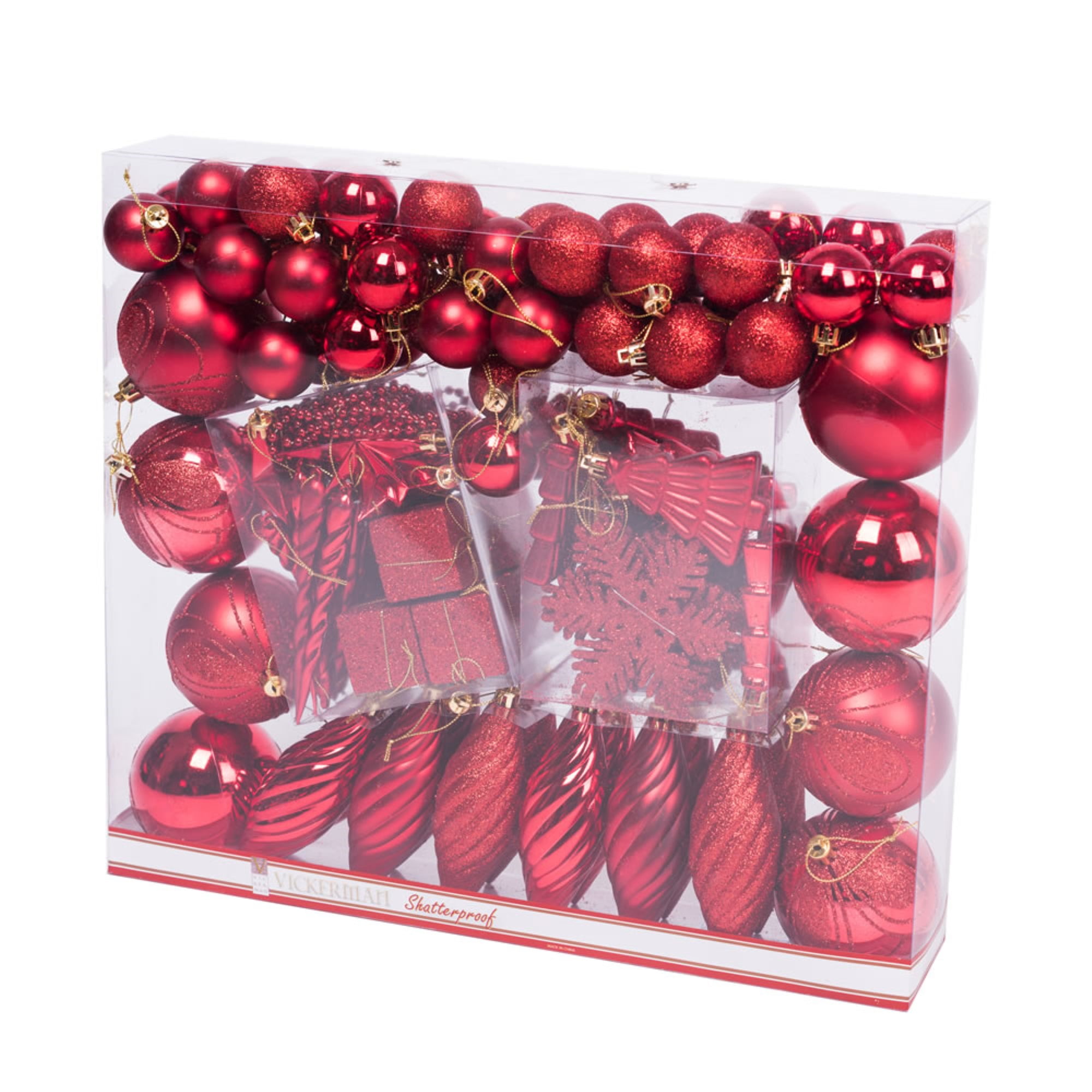 125Pc Red Ornament Set