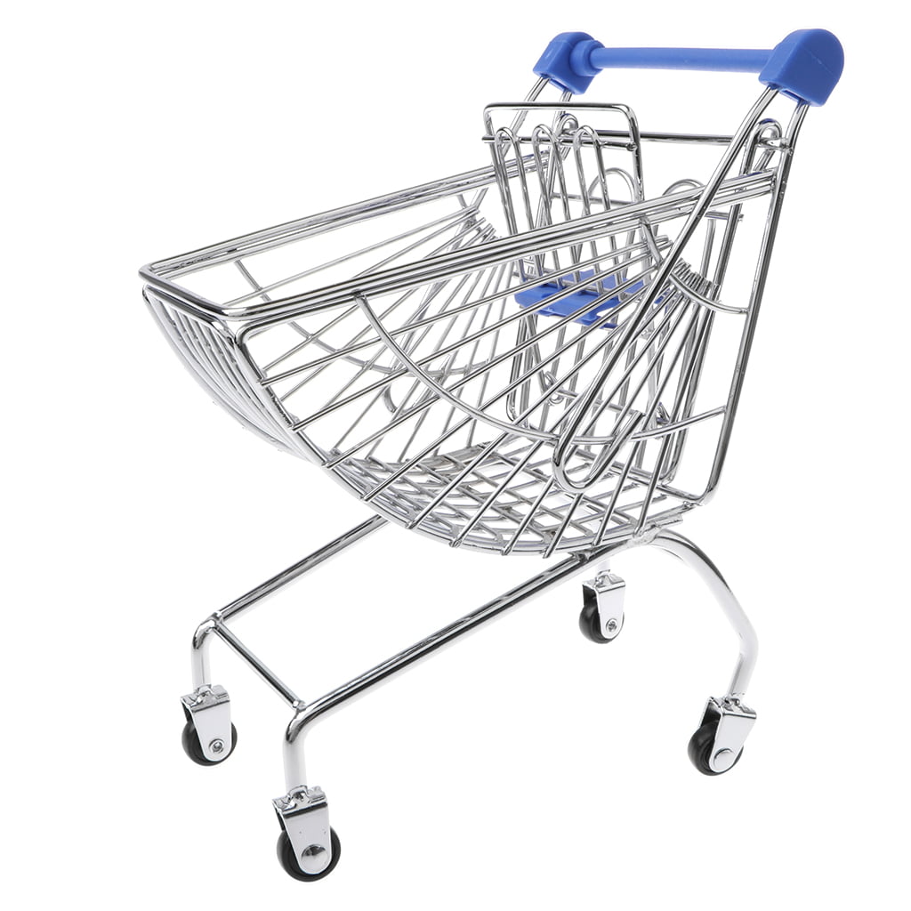 Mini Supermarket Shopping Utility Cart Storage Basket Phone Holder Desk Decor 