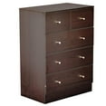 thumbnail image 3 of Resenkos 5-Drawer Tall Dresser, 3+2 Storage Cabinet with Matte Gold Pulls, Particle Board - Brown, 3 of 10