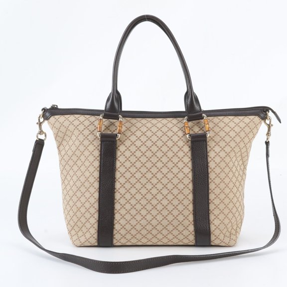 Pre-Owned Gucci Diamante Bamboo 339548 Leather 2-Way Tote Bag, Handbag, Shoulder Bag for Women