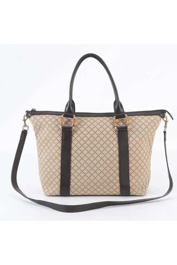 Pre-Owned Gucci Diamante Bamboo 339548 Leather 2-Way Tote Bag, Handbag, Shoulder Bag for Women