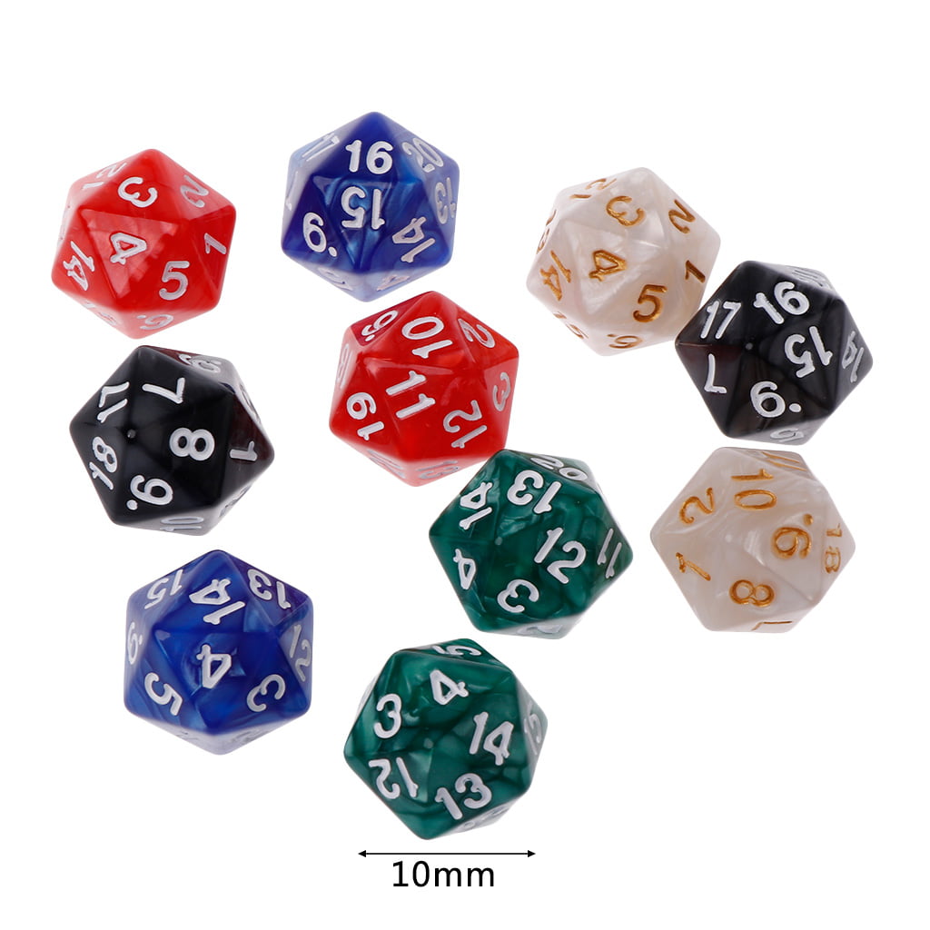 10PCS Polyhedral Dice D20 20 Sided Dice for  MTG Red 