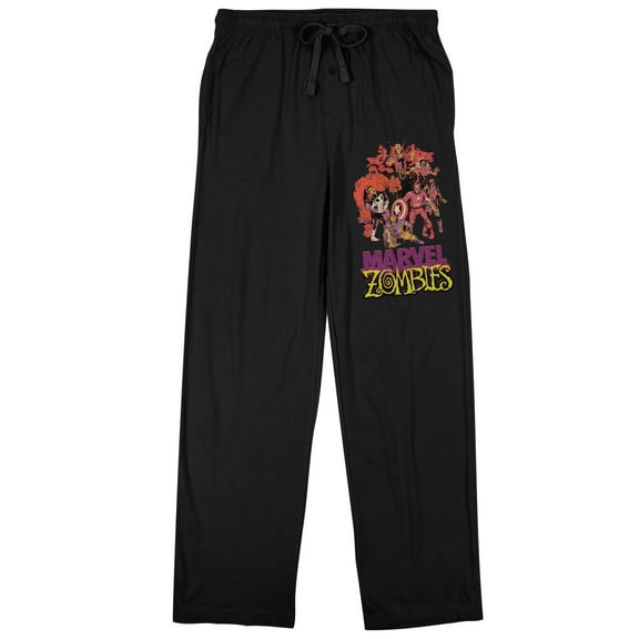 Marvel Universe Zombie Superheroes Men's Black Sleep Pajama Pants-Medium