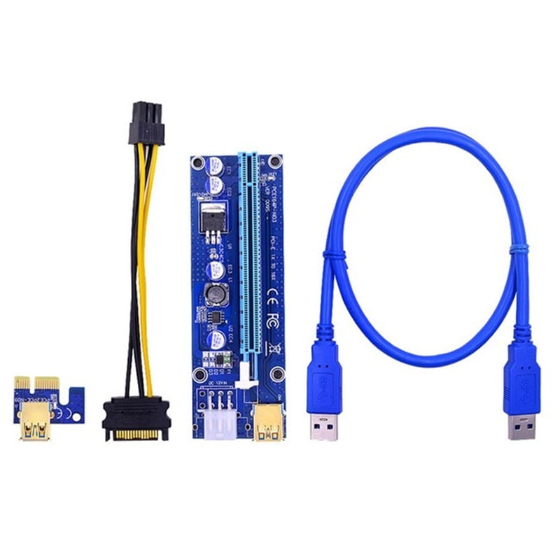 USB 3.0 Pcie PCI-E Express 1x To 16x Extender Riser Card Adapter Power BTC Cable